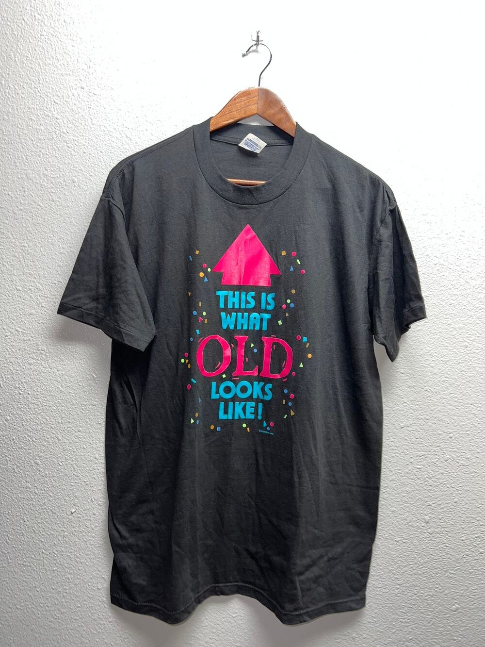 Vintage Birthday Shirt This Is What Old Looks Like 1980s 80s 50/50 Tee VTG Large